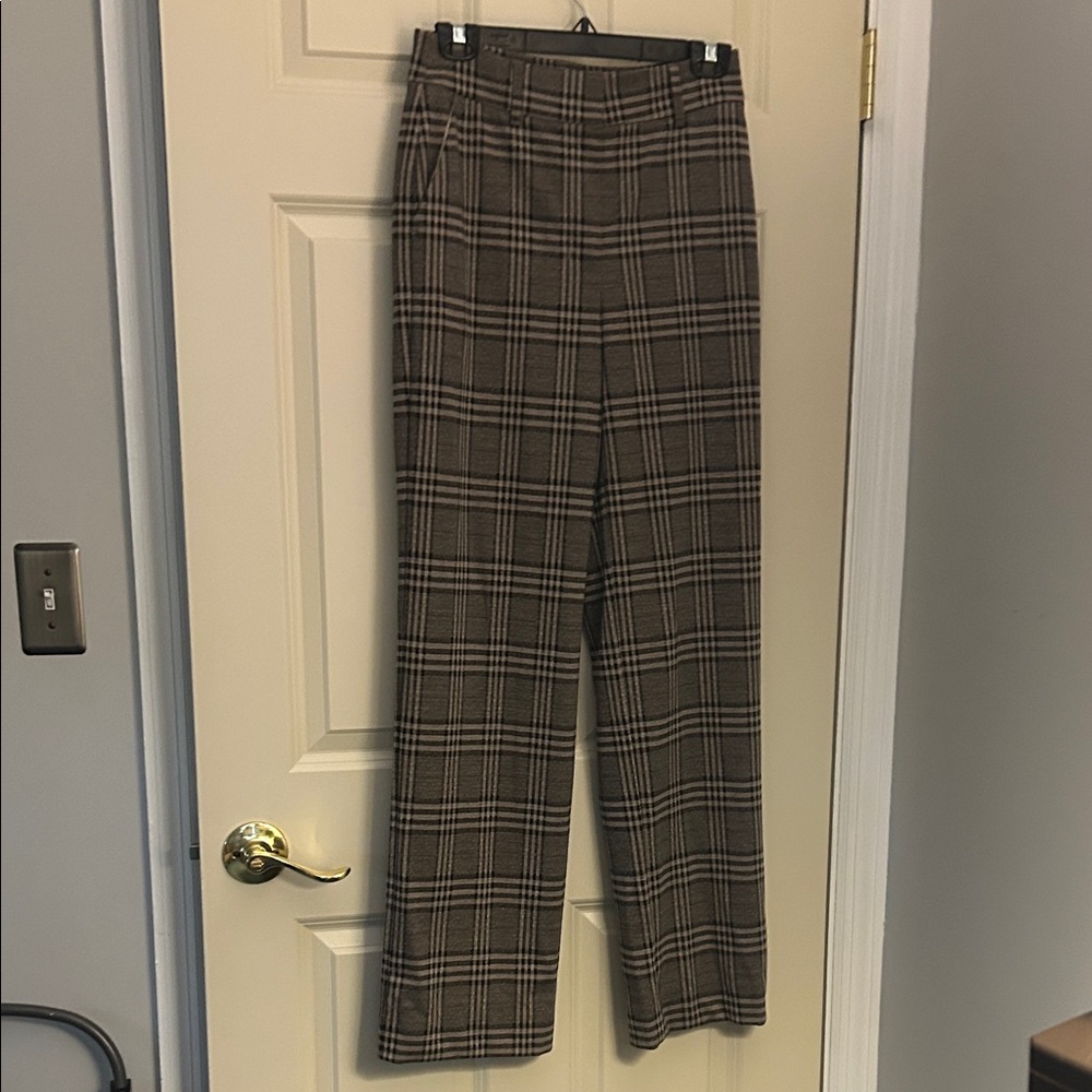 Boston Proper Brown Plaid Pants